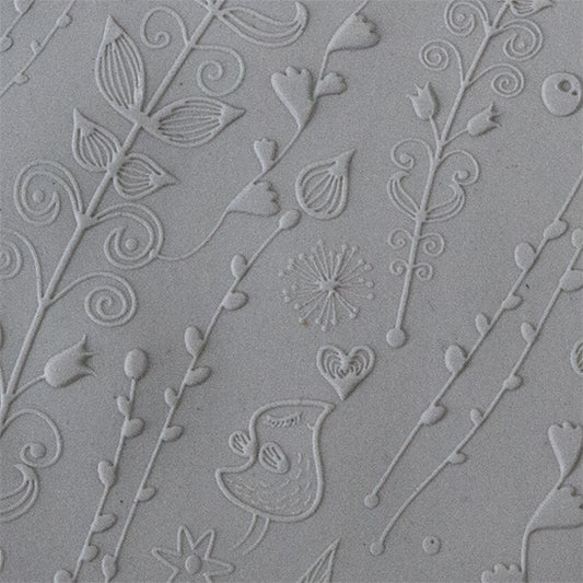 Texture Tile - Spring Love Fineline sample rolled into clay