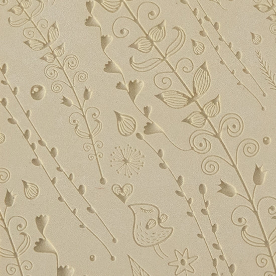 Texture Tile - Spring Love Fineline. Beige Texture Tiles are flexible, washable and can be used with any soft clay. Spritz with CoolSlip or dust on Dry Powder Release for stick-free impressions when using metal clay and polymer clay.