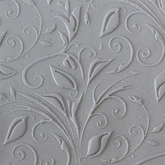 Texture Tile - Leaves & Tendrils Embossed sample rolled into clay