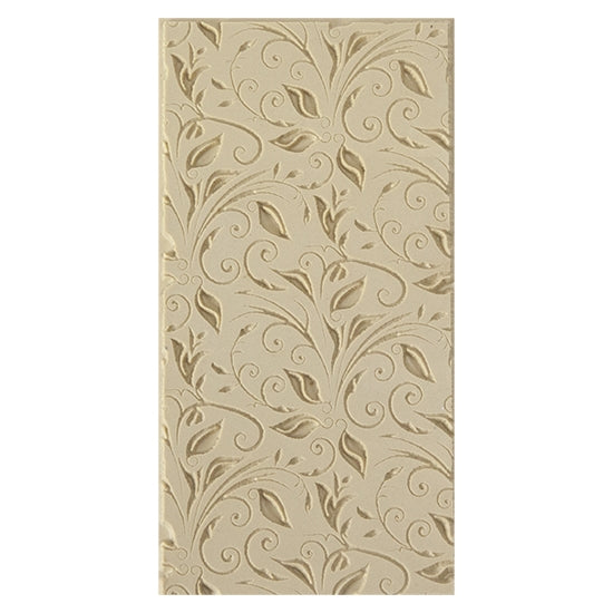 Texture Tile - Leaves & Tendrils Embossed. Beige Texture Tiles are flexible, washable and can be used with any soft clay. Spritz with CoolSlip or dust on Dry Powder Release for stick-free impressions when using metal clay and polymer clay.