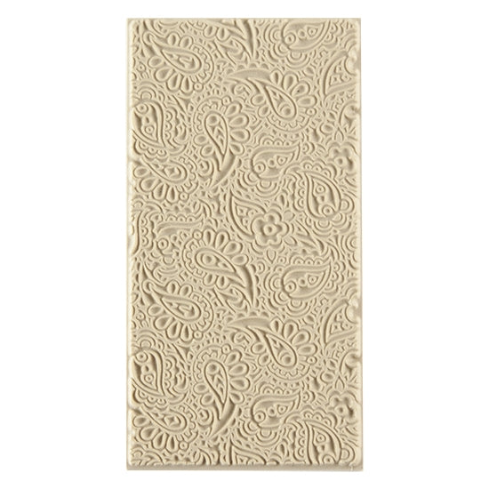 Texture Tile - Paisley. Beige Texture Tiles are flexible, washable and can be used with any soft clay. Spritz with CoolSlip or dust on Dry Powder Release for stick-free impressions when using metal clay and polymer clay.