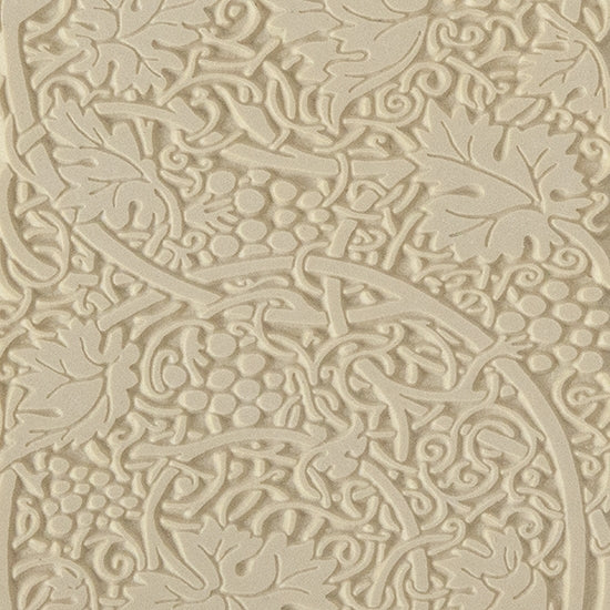 Texture Tile - Grapevines. Beige Texture Tiles are flexible, washable and can be used with any soft clay. Spritz with CoolSlip or dust on Dry Powder Release for stick-free impressions when using metal clay and polymer clay.