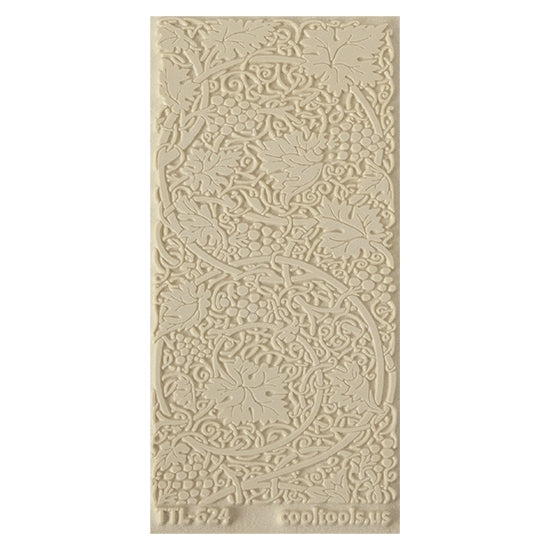 Texture Tile - Grapevines. Beige Texture Tiles are flexible, washable and can be used with any soft clay. Spritz with CoolSlip or dust on Dry Powder Release for stick-free impressions when using metal clay and polymer clay.