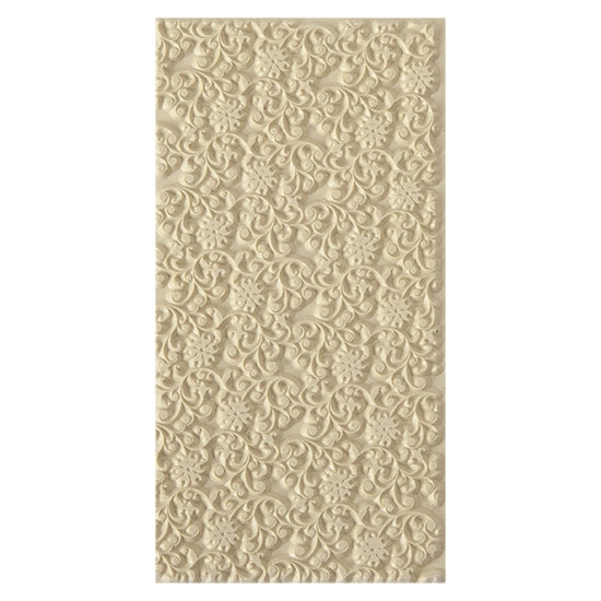 Texture Tile - Floral Curls. Beige Texture Tiles are flexible, washable and can be used with any soft clay. Spritz with CoolSlip or dust on Dry Powder Release for stick-free impressions when using metal clay and polymer clay.