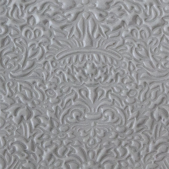 Texture Tile - Formal Rose sample rolled into clay