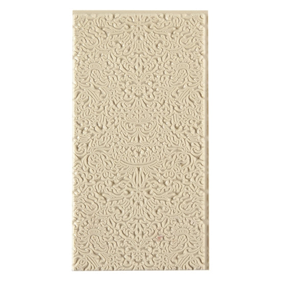 Texture Tile - Formal Rose. Beige Texture Tiles are flexible, washable and can be used with any soft clay. Spritz with CoolSlip or dust on Dry Powder Release for stick-free impressions when using metal clay and polymer clay.