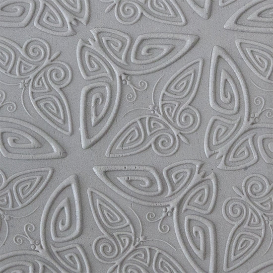 Texture Tile - Butterfly Bash Embossed sample rolled into clay