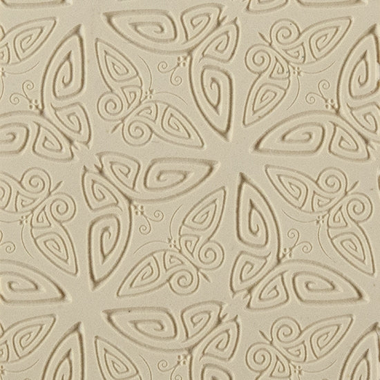 Texture Tile - Butterfly Bash Embossed. Beige Texture Tiles are flexible, washable and can be used with any soft clay. Spritz with CoolSlip or dust on Dry Powder Release for stick-free impressions when using metal clay and polymer clay.