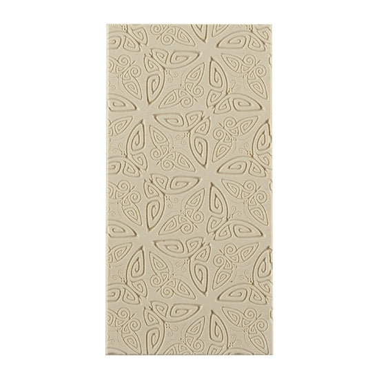 Texture Tile - Butterfly Bash Embossed. Beige Texture Tiles are flexible, washable and can be used with any soft clay. Spritz with CoolSlip or dust on Dry Powder Release for stick-free impressions when using metal clay and polymer clay.