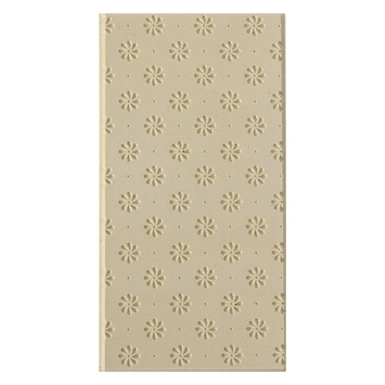 Texture Tile - Field of Daisies Embossed. Beige Texture Tiles are flexible, washable and can be used with any soft clay. Spritz with CoolSlip or dust on Dry Powder Release for stick-free impressions when using metal clay and polymer clay.