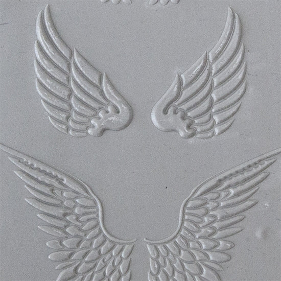 Texture Tile - Angel Wings Embossed sample rolled into clay