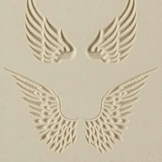 Texture Tile - Angel Wings Embossed. Beige Texture Tiles are flexible, washable and can be used with any soft clay. Spritz with CoolSlip or dust on Dry Powder Release for stick-free impressions when using metal clay and polymer clay.