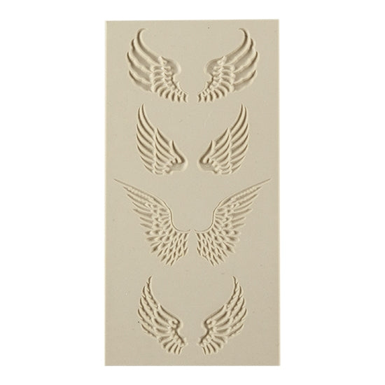 Texture Tile - Angel Wings Embossed. Beige Texture Tiles are flexible, washable and can be used with any soft clay. Spritz with CoolSlip or dust on Dry Powder Release for stick-free impressions when using metal clay and polymer clay.