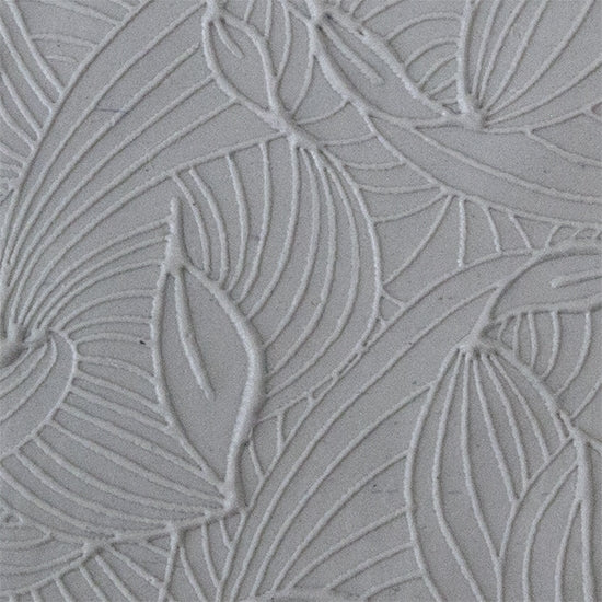 Texture Tile - Dancing Hosta Embossed sample rolled into clay