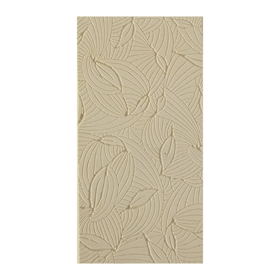 Texture Tile - Dancing Hosta Embossed. Beige Texture Tiles are flexible, washable and can be used with any soft clay. Spritz with CoolSlip or dust on Dry Powder Release for stick-free impressions when using metal clay and polymer clay.