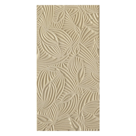 Texture Tile - Dancing Hosta. Beige Texture Tiles are flexible, washable and can be used with any soft clay. Spritz with CoolSlip or dust on Dry Powder Release for stick-free impressions when using metal clay and polymer clay.