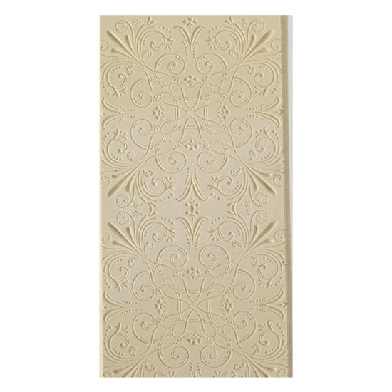 Texture Tile - Victorian Elegance Embossed. Beige Texture Tiles are flexible, washable and can be used with any soft clay. Spritz with CoolSlip or dust on Dry Powder Release for stick-free impressions when using metal clay and polymer clay.