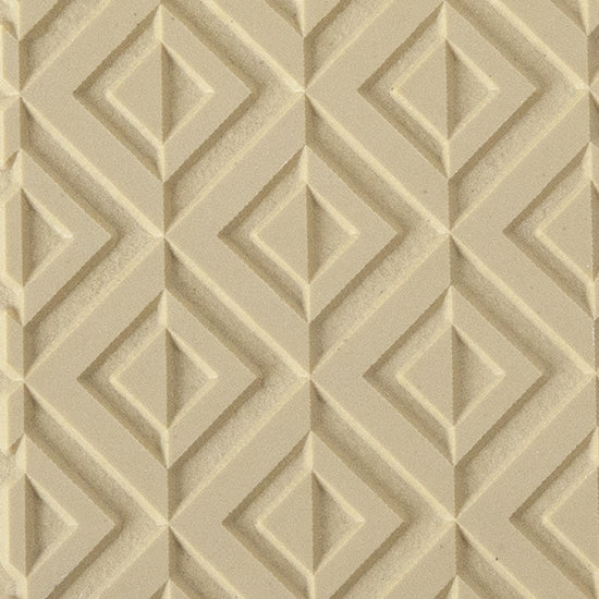 Texture Tile - Intersecting Frames. Beige Texture Tiles are flexible, washable and can be used with any soft clay. Spritz with CoolSlip or dust on Dry Powder Release for stick-free impressions when using metal clay and polymer clay.