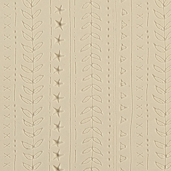 Texture Tile - Vines & Lines Fineline. Beige Texture Tiles are flexible, washable and can be used with any soft clay. Spritz with CoolSlip or dust on Dry Powder Release for stick-free impressions when using metal clay and polymer clay.