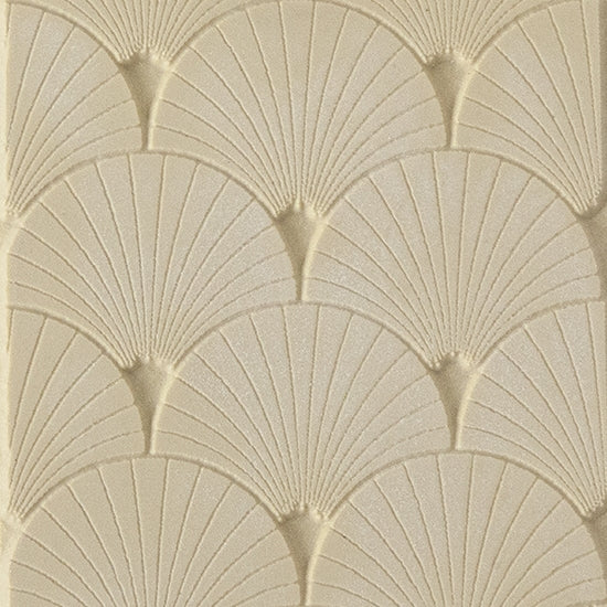 Texture Tile - Fan-tastic Embossed. Beige Texture Tiles are flexible, washable and can be used with any soft clay. Spritz with CoolSlip or dust on Dry Powder Release for stick-free impressions when using metal clay and polymer clay.