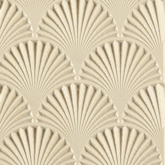 Texture Tile - Fan-tastic. Beige Texture Tiles are flexible, washable and can be used with any soft clay. Spritz with CoolSlip or dust on Dry Powder Release for stick-free impressions when using metal clay and polymer clay.