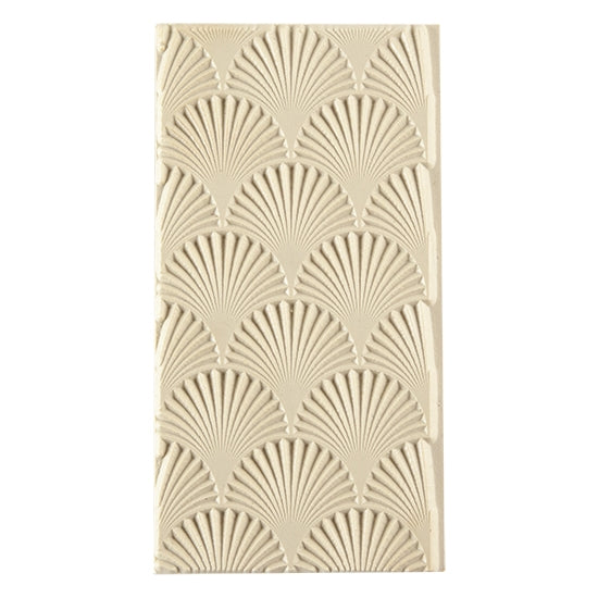 Texture Tile - Fan-tastic. Beige Texture Tiles are flexible, washable and can be used with any soft clay. Spritz with CoolSlip or dust on Dry Powder Release for stick-free impressions when using metal clay and polymer clay.