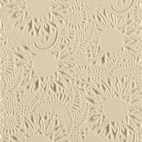 Texture Tile - Brilliant Blooms. Beige Texture Tiles are flexible, washable and can be used with any soft clay. Spritz with CoolSlip or dust on Dry Powder Release for stick-free impressions when using metal clay and polymer clay.