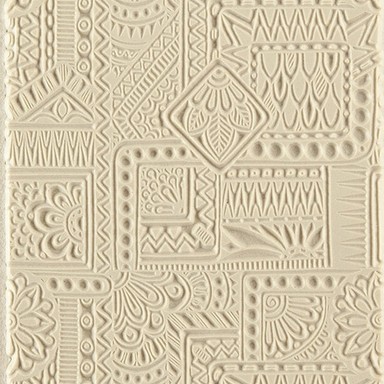 Texture Tile - Botany Borders. Beige Texture Tiles are flexible, washable and can be used with any soft clay. Spritz with CoolSlip or dust on Dry Powder Release for stick-free impressions when using metal clay and polymer clay.