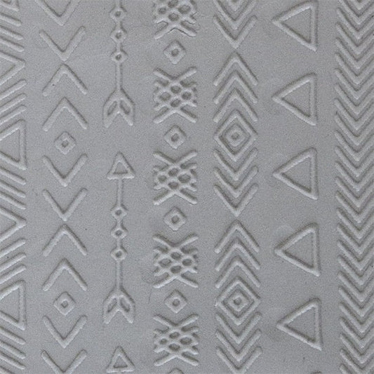 Texture Tile - Tribal Borders Fineline sample rolled into clay