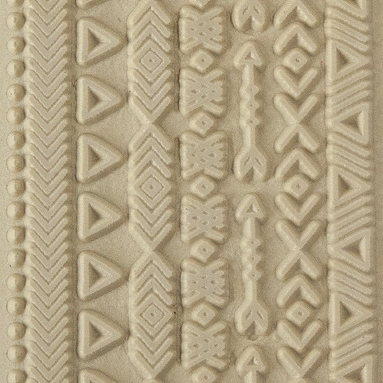 Texture Tile - Tribal Borders. Beige Texture Tiles are flexible, washable and can be used with any soft clay. Spritz with CoolSlip or dust on Dry Powder Release for stick-free impressions when using metal clay and polymer clay.