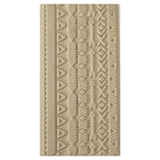 Texture Tile - Tribal Borders. Beige Texture Tiles are flexible, washable and can be used with any soft clay. Spritz with CoolSlip or dust on Dry Powder Release for stick-free impressions when using metal clay and polymer clay.