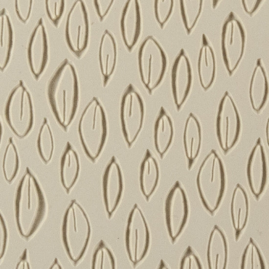 Texture Tile - Leaf Animation Embossed. Beige Texture Tiles are flexible, washable and can be used with any soft clay. Spritz with CoolSlip or dust on Dry Powder Release for stick-free impressions when using metal clay and polymer clay.