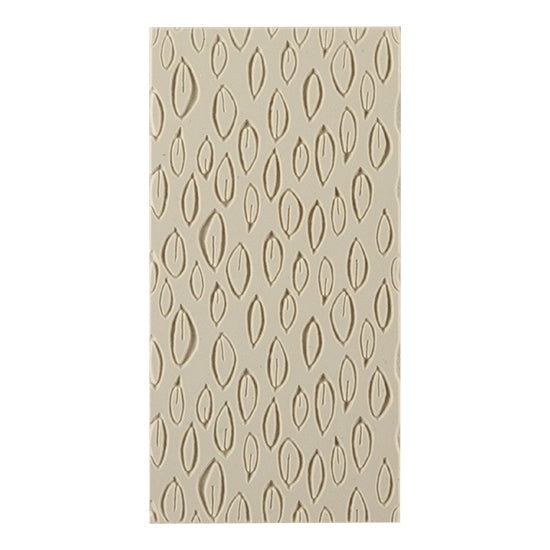 Texture Tile - Leaf Animation Embossed. Beige Texture Tiles are flexible, washable and can be used with any soft clay. Spritz with CoolSlip or dust on Dry Powder Release for stick-free impressions when using metal clay and polymer clay.