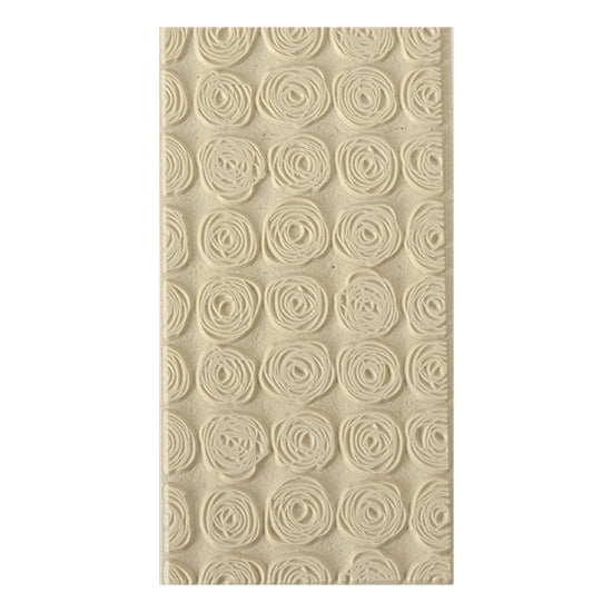 Texture Tile - Tissue Flowers. Beige Texture Tiles are flexible, washable and can be used with any soft clay. Spritz with CoolSlip or dust on Dry Powder Release for stick-free impressions when using metal clay and polymer clay.