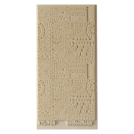 Texture Tile - Botany Borders Fineline. Beige Texture Tiles are flexible, washable and can be used with any soft clay. Spritz with CoolSlip or dust on Dry Powder Release for stick-free impressions when using metal clay and polymer clay.