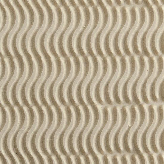 Texture Tile - Heat Wave Embossed. Beige Texture Tiles are flexible, washable and can be used with any soft clay. Spritz with CoolSlip or dust on Dry Powder Release for stick-free impressions when using metal clay and polymer clay.