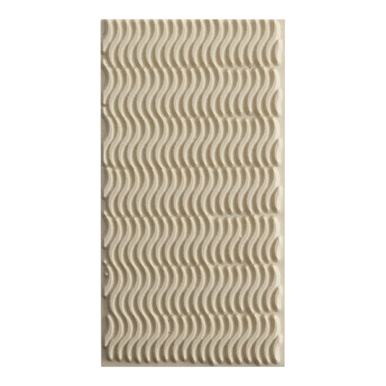 Texture Tile - Heat Wave Embossed. Beige Texture Tiles are flexible, washable and can be used with any soft clay. Spritz with CoolSlip or dust on Dry Powder Release for stick-free impressions when using metal clay and polymer clay.