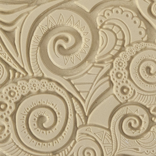 Texture Tile - Swirly Hearts Embossed. Beige Texture Tiles are flexible, washable and can be used with any soft clay. Spritz with CoolSlip or dust on Dry Powder Release for stick-free impressions when using metal clay and polymer clay.