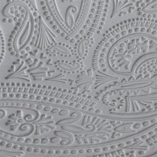 Texture Tile - Mehndi Paisley sample rolled into clay