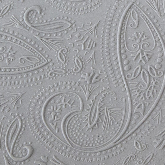 Texture Tile - Mehndi Paisley Fineline sample rolled into clay