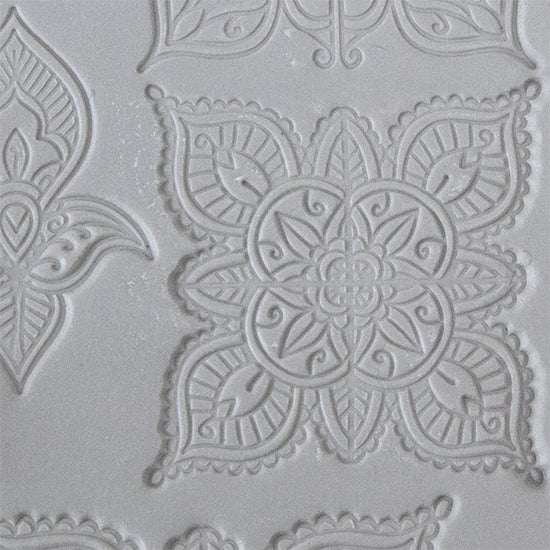 Texture Tile - Mehndi Elements sample rolled into clay