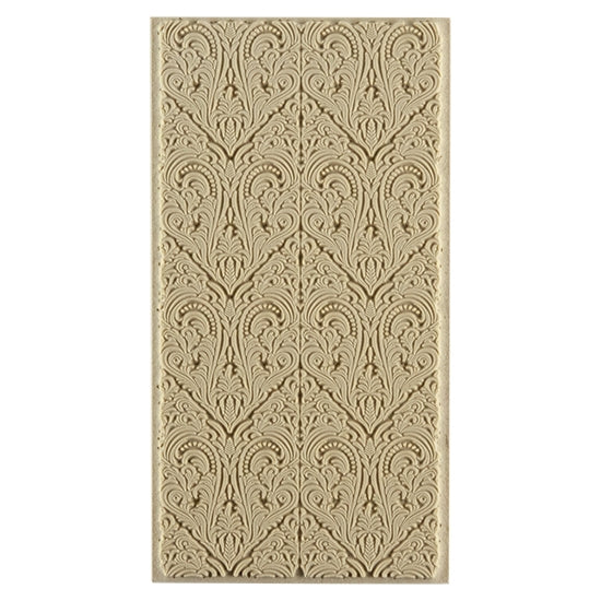 Texture Tile - Victorian Tapestry. Beige Texture Tiles are flexible, washable and can be used with any soft clay. Spritz with CoolSlip or dust on Dry Powder Release for stick-free impressions when using metal clay and polymer clay.