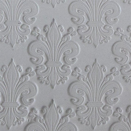 Texture Tile - Bold Fleur de Lis sample rolled into clay