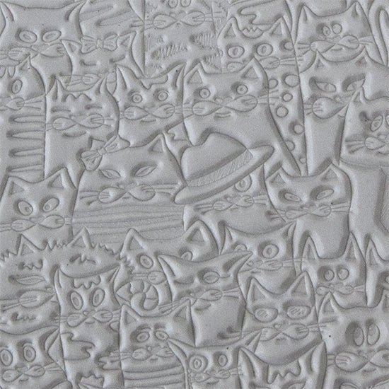 Texture Tile - Feline Friends sample rolled into clay