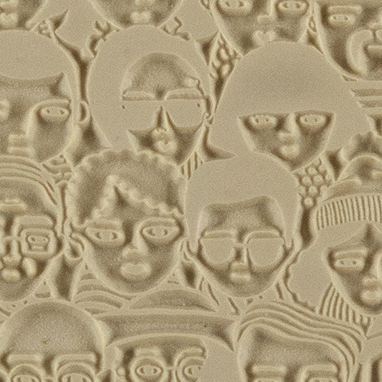 Texture Tile - A Face in the Crowd. Beige Texture Tiles are flexible, washable and can be used with any soft clay. Spritz with CoolSlip or dust on Dry Powder Release for stick-free impressions when using metal clay and polymer clay.