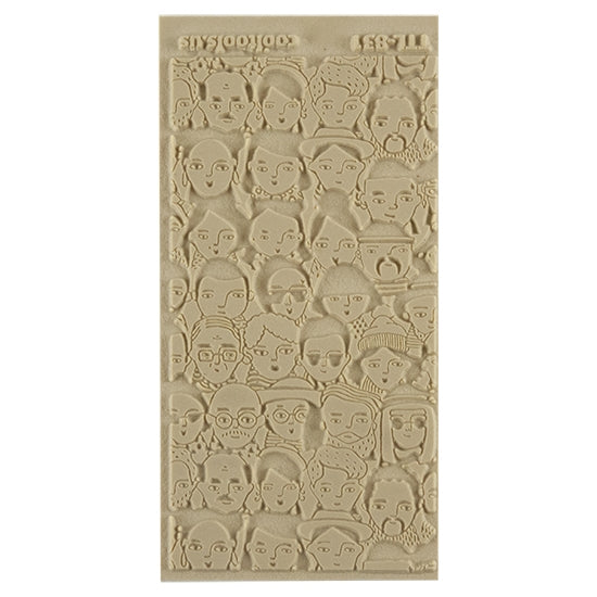 Texture Tile - A Face in the Crowd Embossed. Beige Texture Tiles are flexible, washable and can be used with any soft clay. Spritz with CoolSlip or dust on Dry Powder Release for stick-free impressions when using metal clay and polymer clay.