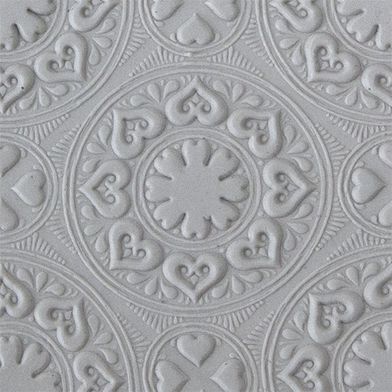 Texture Tile - Vintage Wallpaper Embossed sample rolled into clay