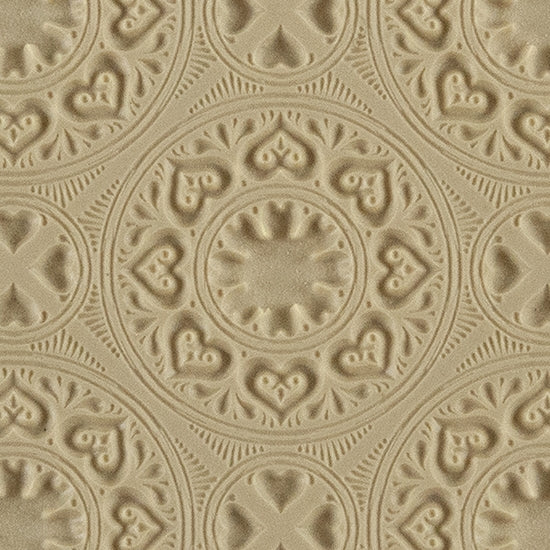 Texture Tile - Vintage Wallpaper Embossed. Beige Texture Tiles are flexible, washable and can be used with any soft clay. Spritz with CoolSlip or dust on Dry Powder Release for stick-free impressions when using metal clay and polymer clay.