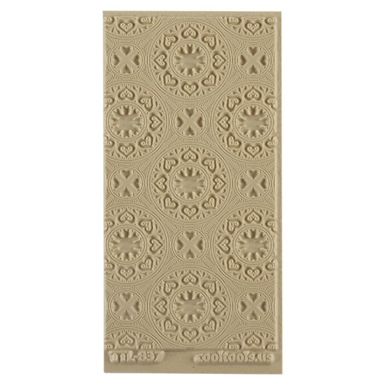 Texture Tile - Vintage Wallpaper Embossed. Beige Texture Tiles are flexible, washable and can be used with any soft clay. Spritz with CoolSlip or dust on Dry Powder Release for stick-free impressions when using metal clay and polymer clay.