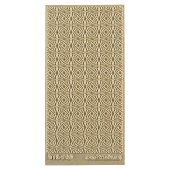 Texture Tile - Celtic Over & Under. Beige Texture Tiles are flexible, washable and can be used with any soft clay. Spritz with CoolSlip or dust on Dry Powder Release for stick-free impressions when using metal clay and polymer clay.